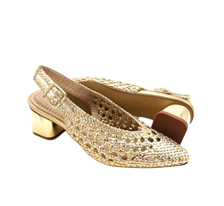 jolie jolie Sandalia destalonada tacón dorado Ofertas especiales