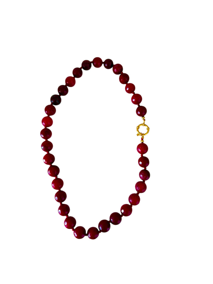 jolie jolie Collar piedras ágata burdeos Ofertas