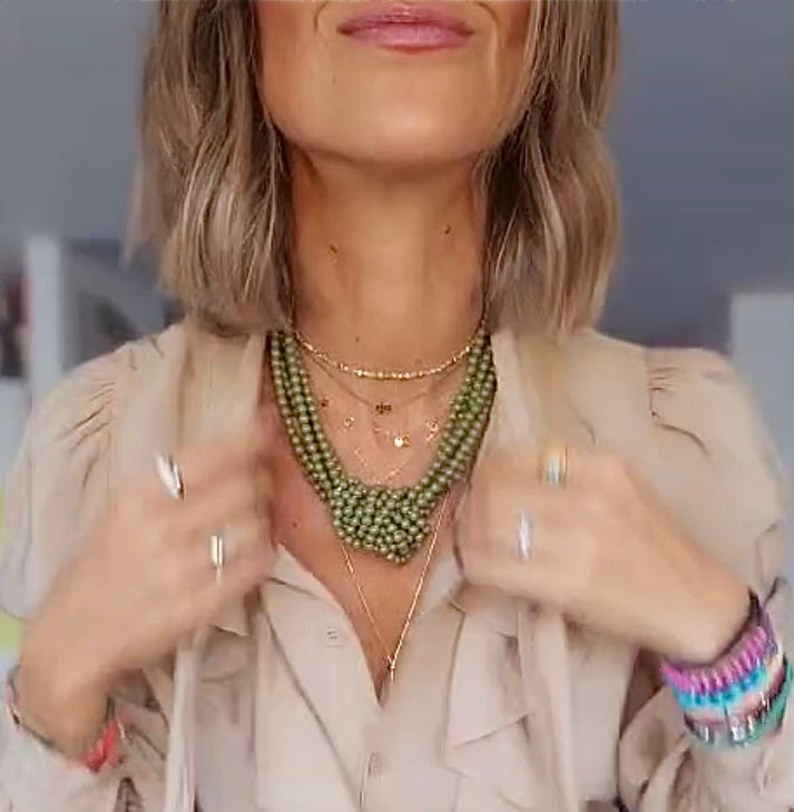 jolie jolie Collar piedrecitas nudo verde Rebajas baratas