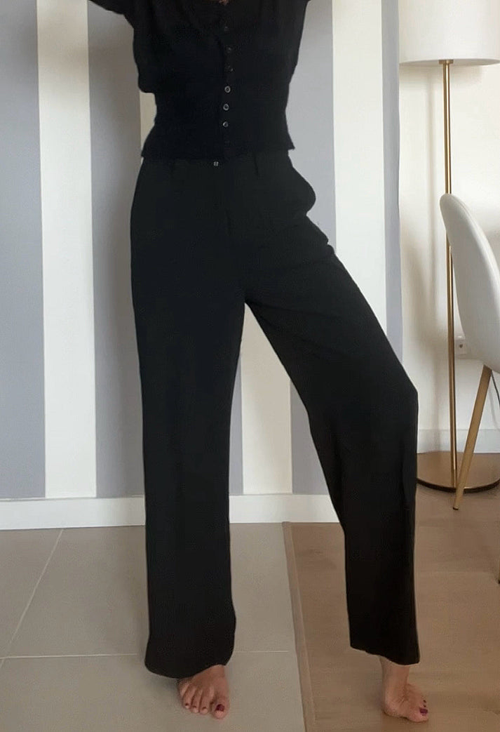jolie jolie Pantalón traje fino negro Ventas relámpago