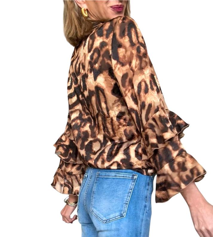 jolie jolie Camisa print volantes Tienda