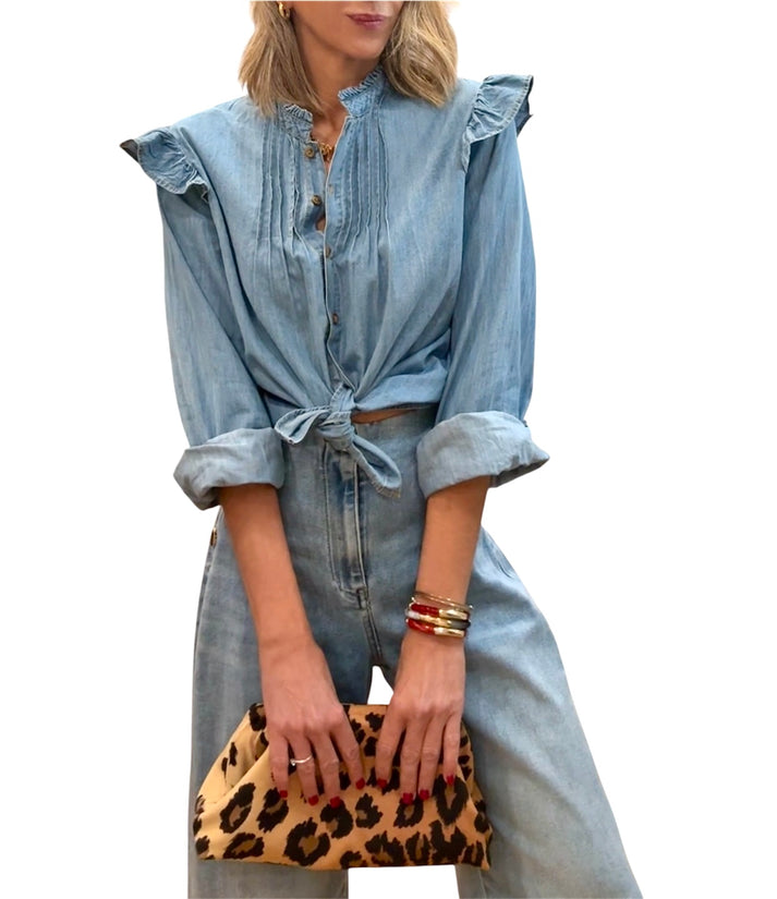 jolie jolie Camisa denim volantes Liquidación