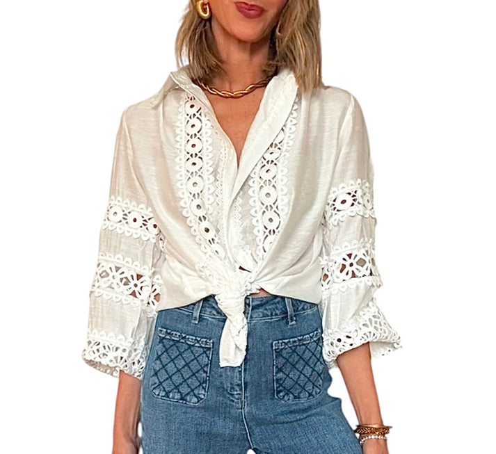 jolie jolie Camisa bordados blanca Rebajas online