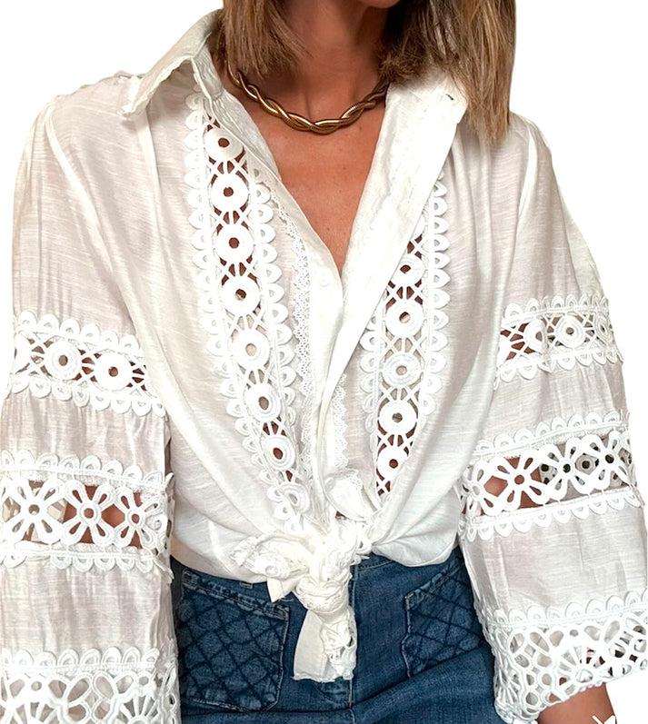jolie jolie Camisa bordados blanca Rebajas online