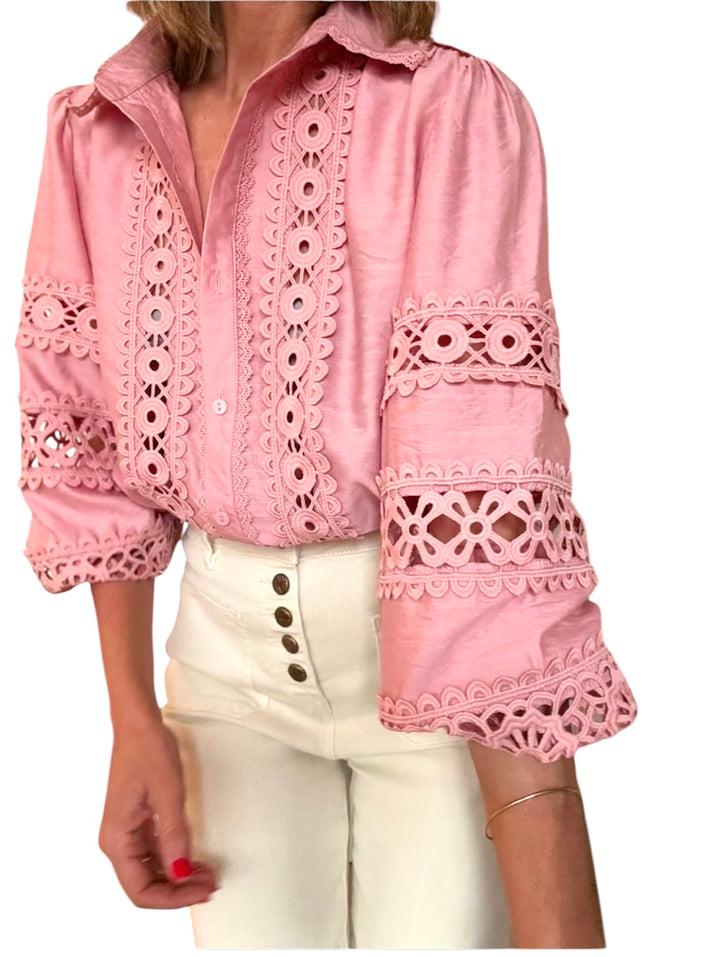 jolie jolie Camisa bordados rosa Rebajas top