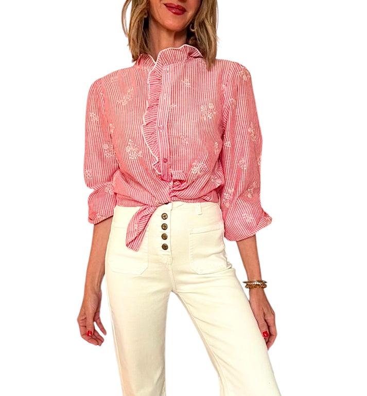 jolie jolie Camisa Lucia rojo&blanco Envío gratis