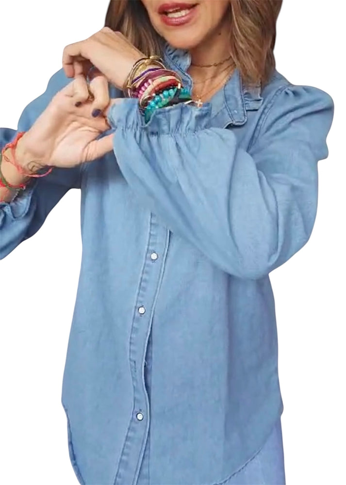 jolie jolie Camisa denim azul Oferta especial
