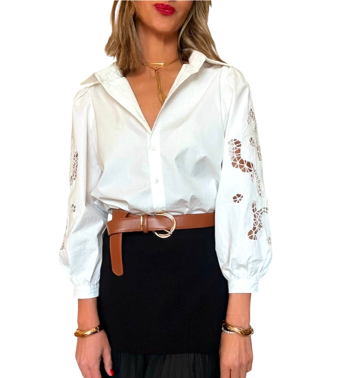 jolie jolie Camisa blanca detalle mangas Envío gratis