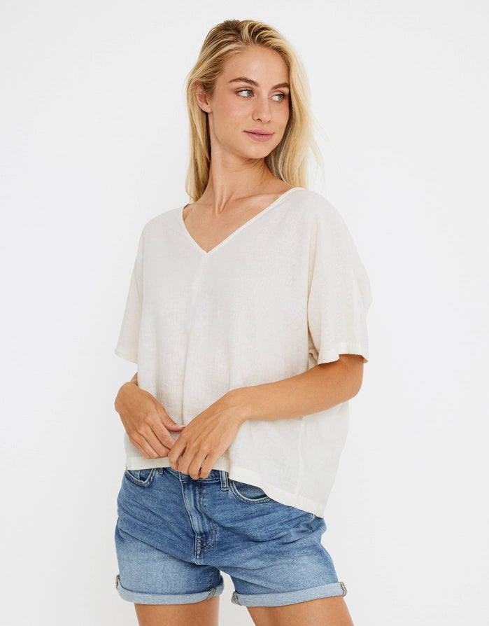 koala bay Blusa Manga Corta Lino - Casilda Rebajas de fábrica