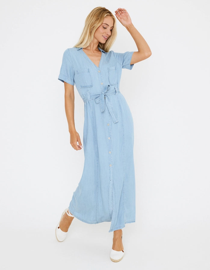 koala bay Vestido Largo Denim Claro - Lonzo Precio de fábrica