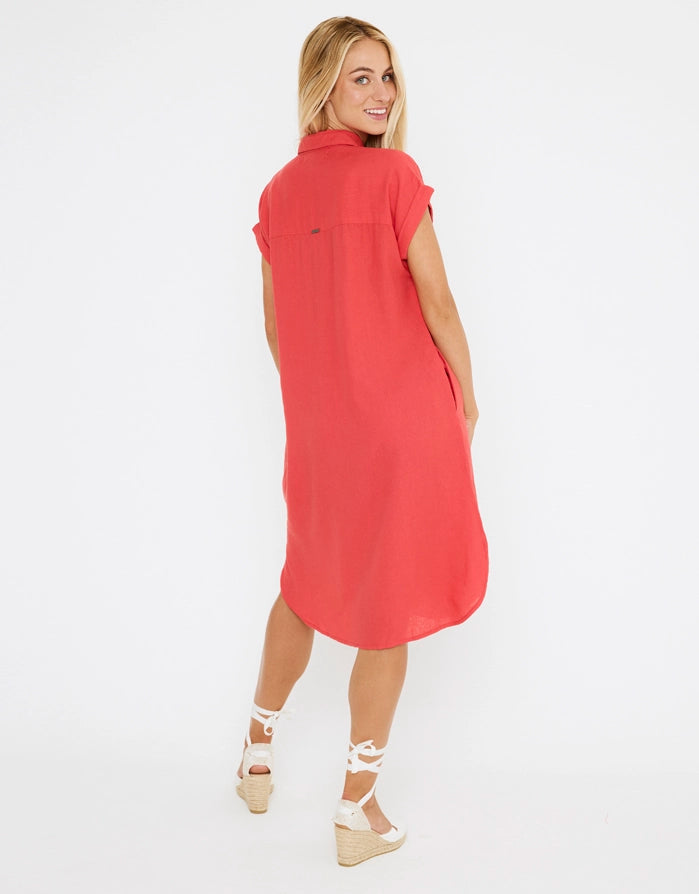 koala bay Vestido Midi Lino - Bayo Envío internacional gratuito