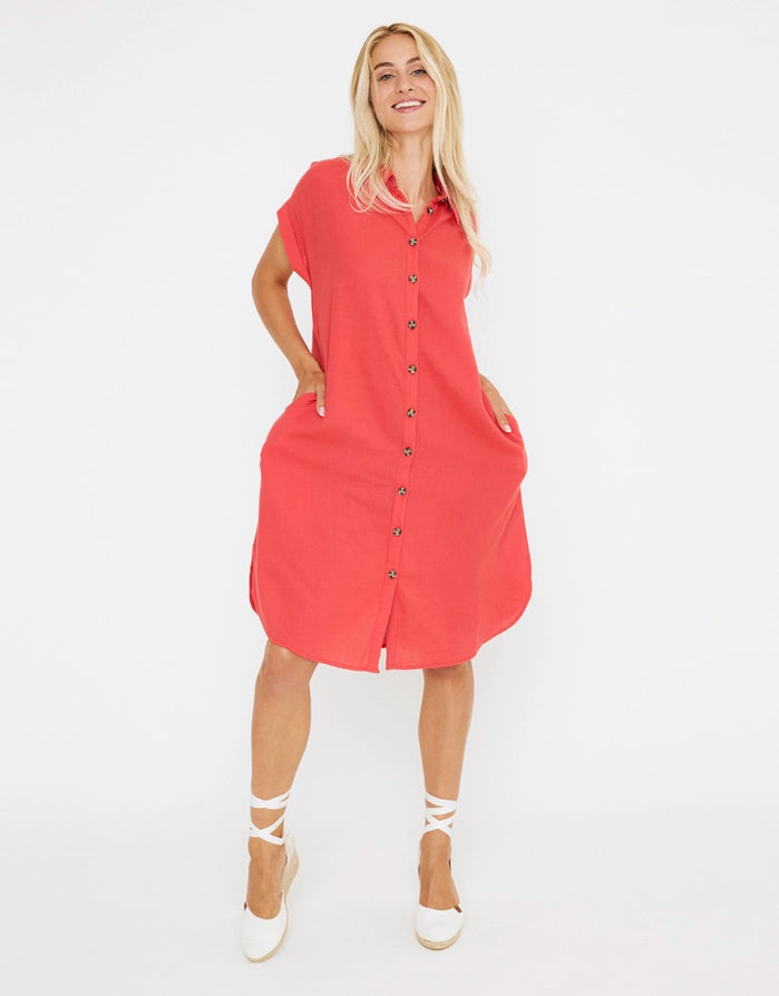 koala bay Vestido Midi Lino - Bayo Envío internacional gratuito
