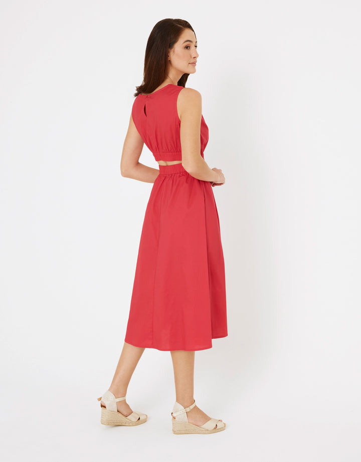 koala bay Vestido Midi de Algodón Rojo - Brasilia Limitado a 3 días