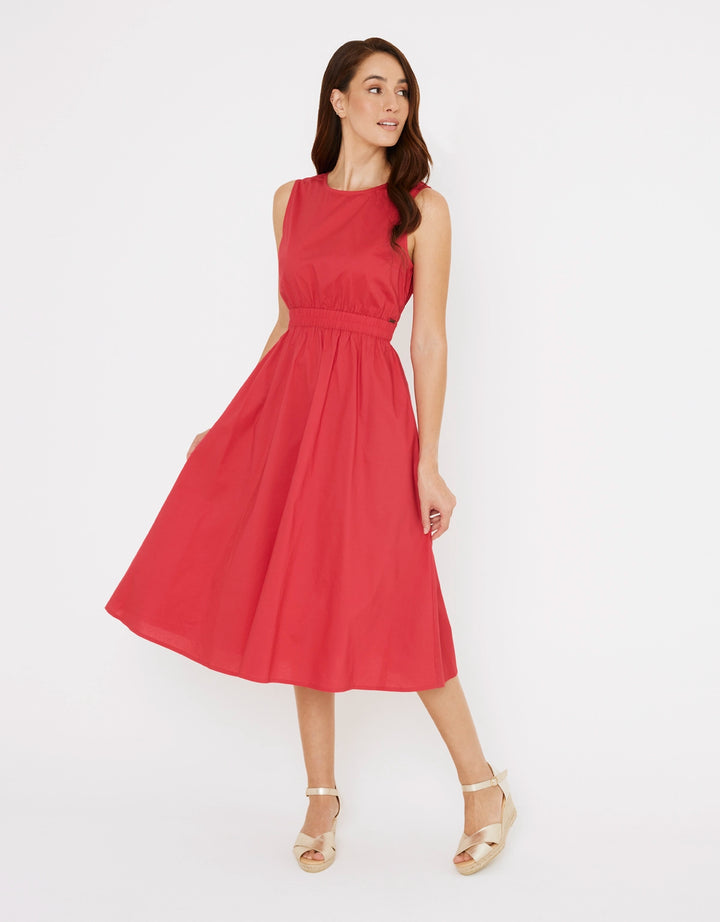 koala bay Vestido Midi de Algodón Rojo - Brasilia Limitado a 3 días