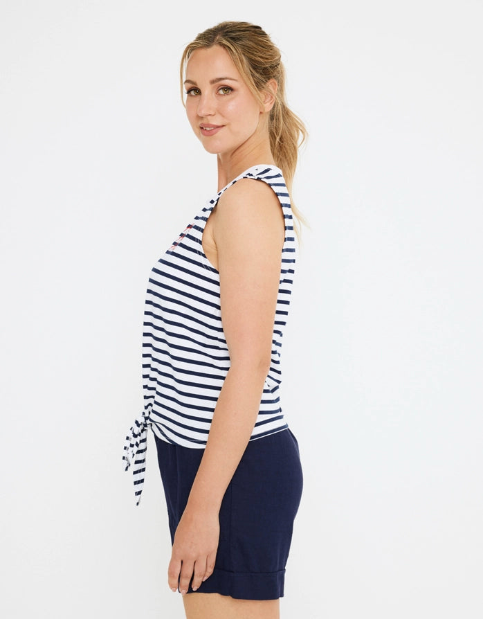 koala bay Camiseta Tirantes Blanca y Azul Marino - Rayti En línea