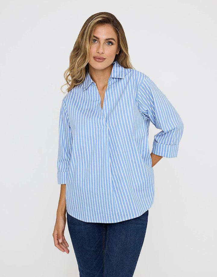 koala bay Camisa Oversize Azul Rayas - Lospine Devoluciones gratuitas