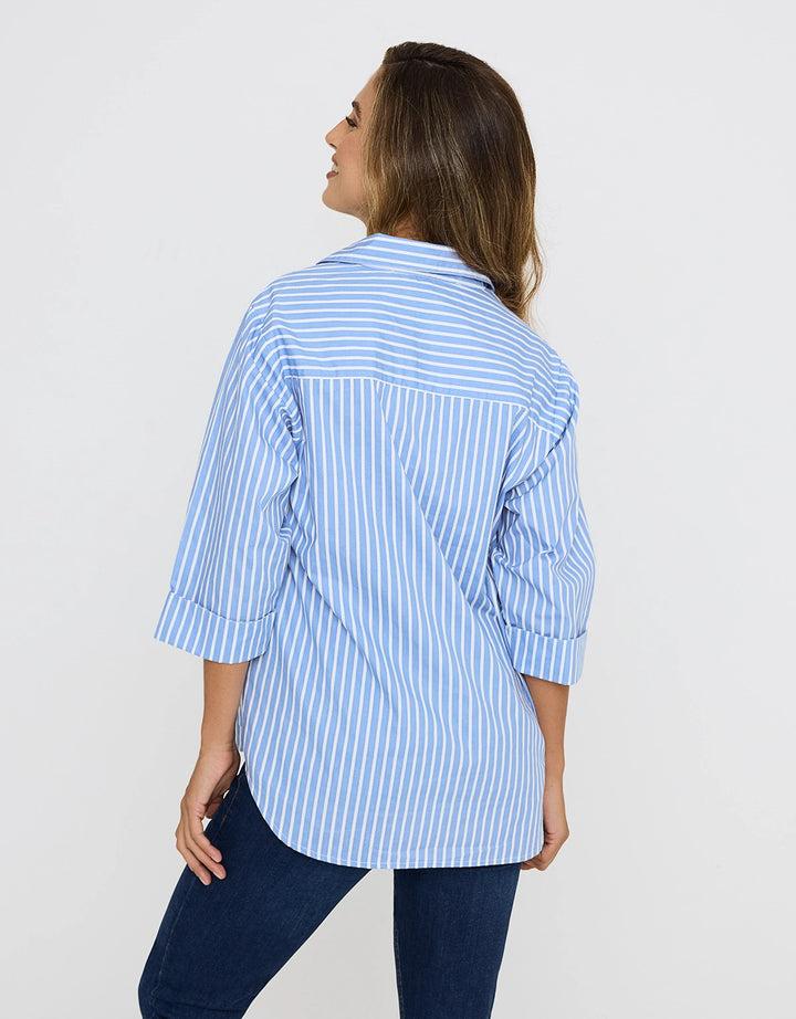 koala bay Camisa Oversize Azul Rayas - Lospine Devoluciones gratuitas
