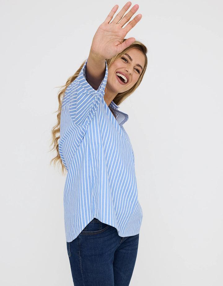 koala bay Camisa Oversize Azul Rayas - Lospine Devoluciones gratuitas