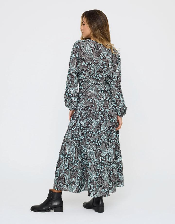 koala bay Vestido Midi Vaporoso Negro - Lunarda En oferta