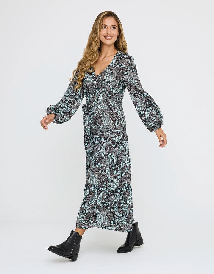 koala bay Vestido Midi Vaporoso Negro - Lunarda En oferta