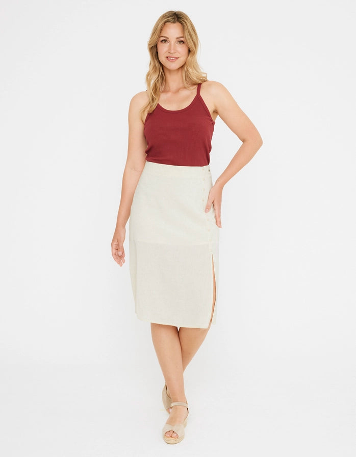 koala bay Falda Midi Beige - Closu Venta caliente