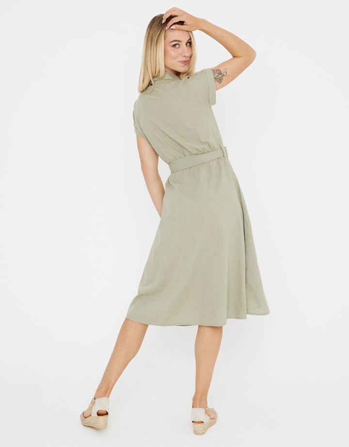 koala bay Vestido Midi Cuello Camisa - Karin Rebajas de fábrica
