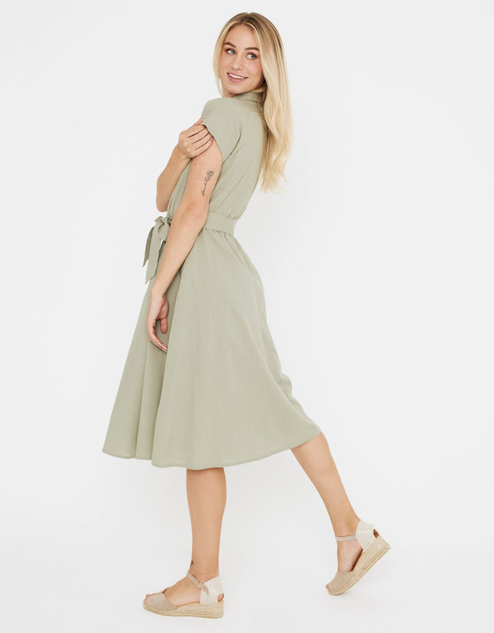 koala bay Vestido Midi Cuello Camisa - Karin Rebajas de fábrica
