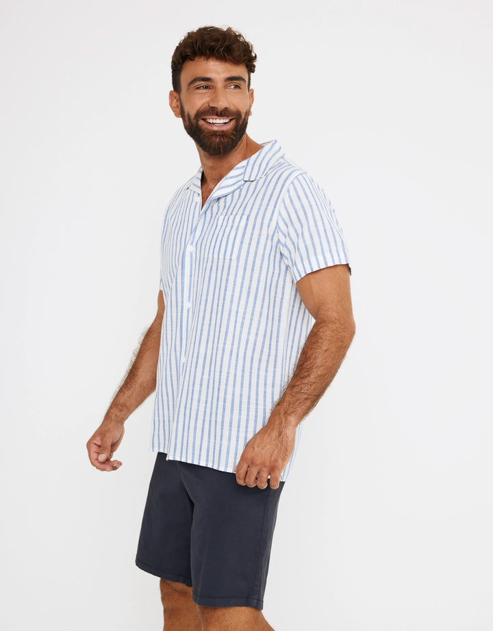 koala bay Camisa Rayas Manga Corta Azul - Rayred Envío gratis