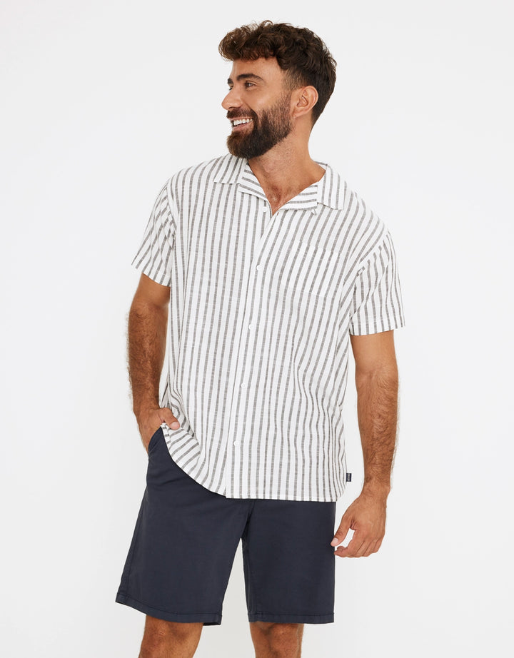 koala bay Camisa Rayas Manga Corta Negro - Rayred Ofertas especiales