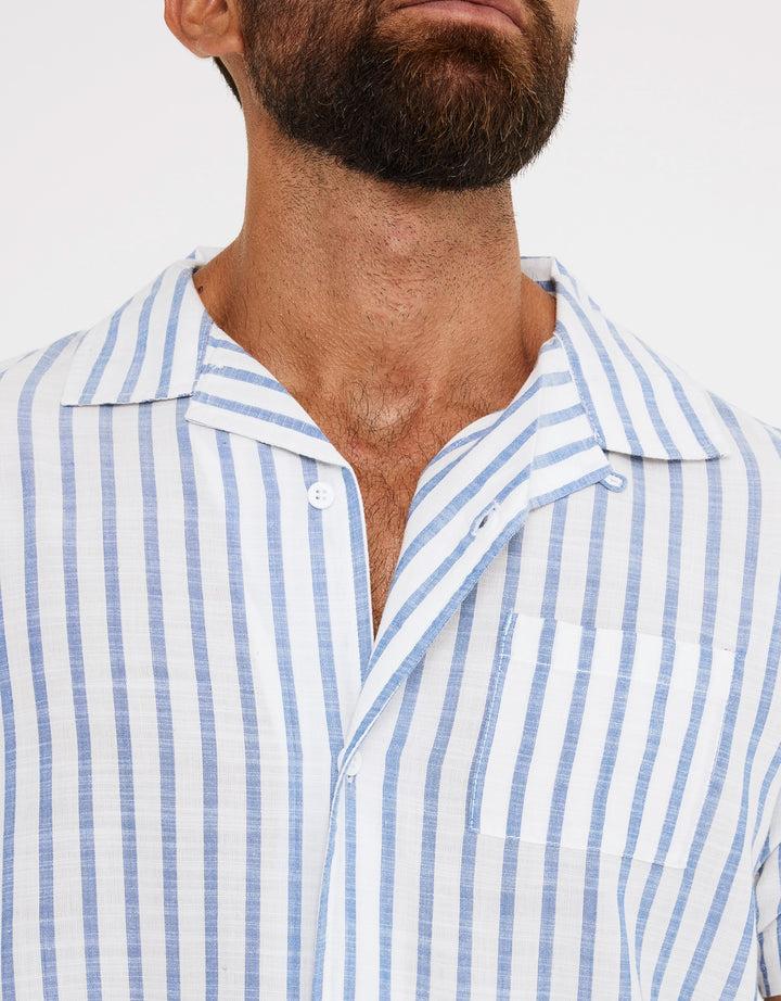koala bay Camisa Rayas Manga Corta Azul - Rayred Rebajas de fin de temporada