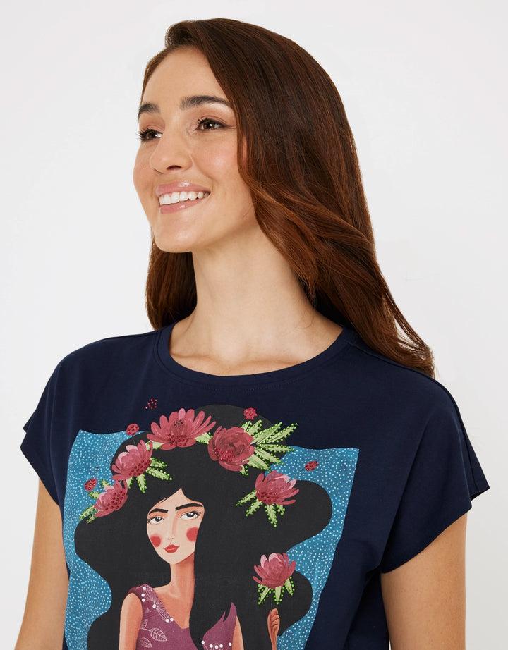 koala bay Camiseta Manga Corta Azul Marino- Pelzoflor Tienda de fábrica