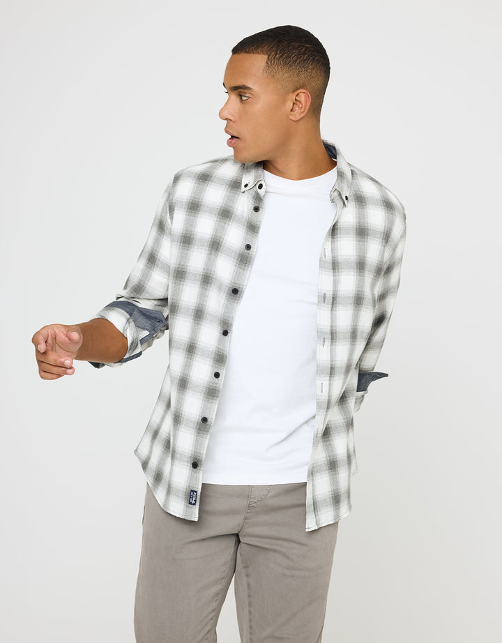 koala bay Camisa Manga Larga Cuadros Gris - Broadca Rebajas de fábrica