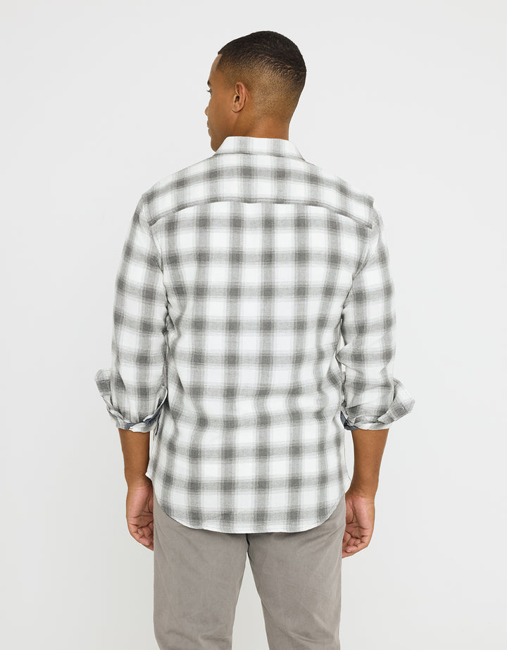 koala bay Camisa Manga Larga Cuadros Gris - Broadca Rebajas de fábrica