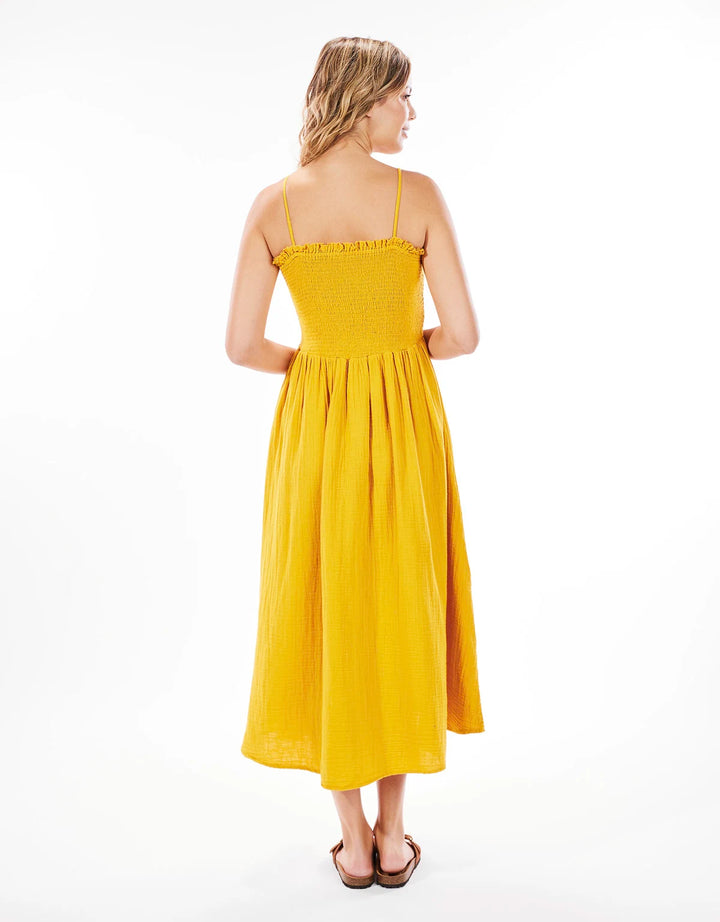 koala bay Vestido Largo Algodón Mostaza - Bibin Rebajas de fin de temporada