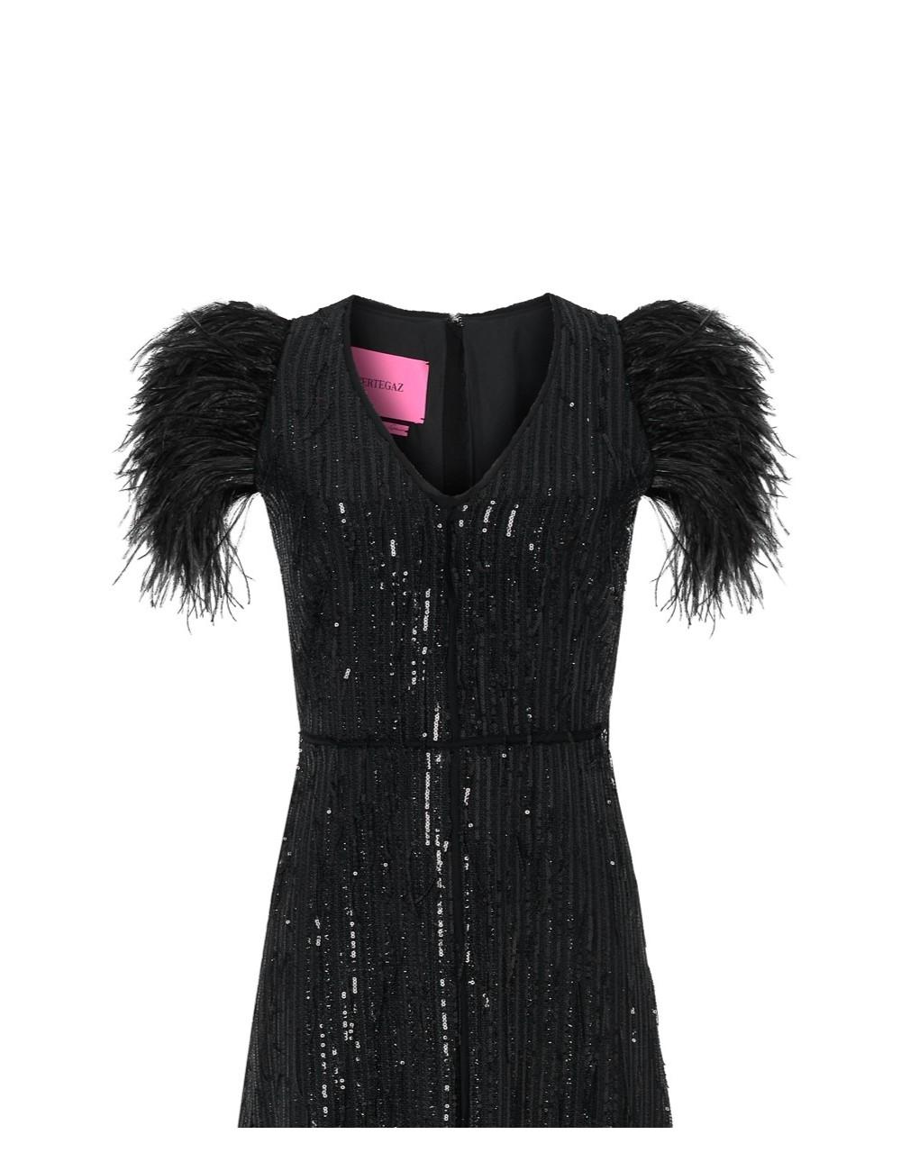 pertegaz Vestido de lentejuelas con plumas Ofertas de temporada