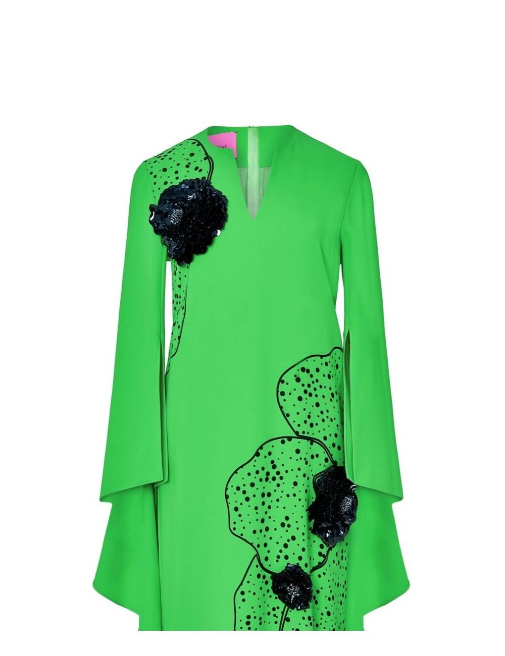 pertegaz Vestido volantes con print y bordado floral verde 2025