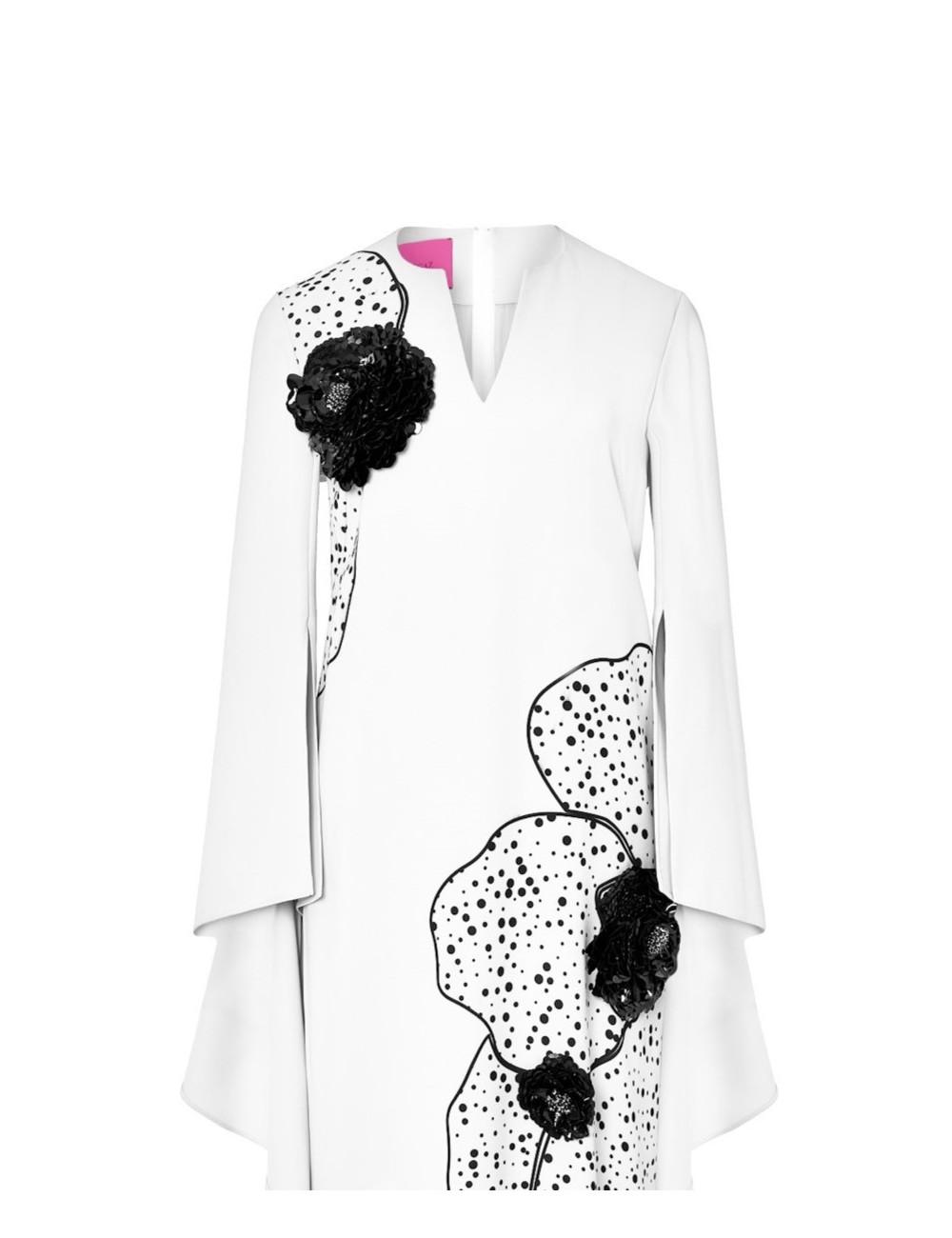 pertegaz Vestido volantes con print y bordado floral crudo Outlet