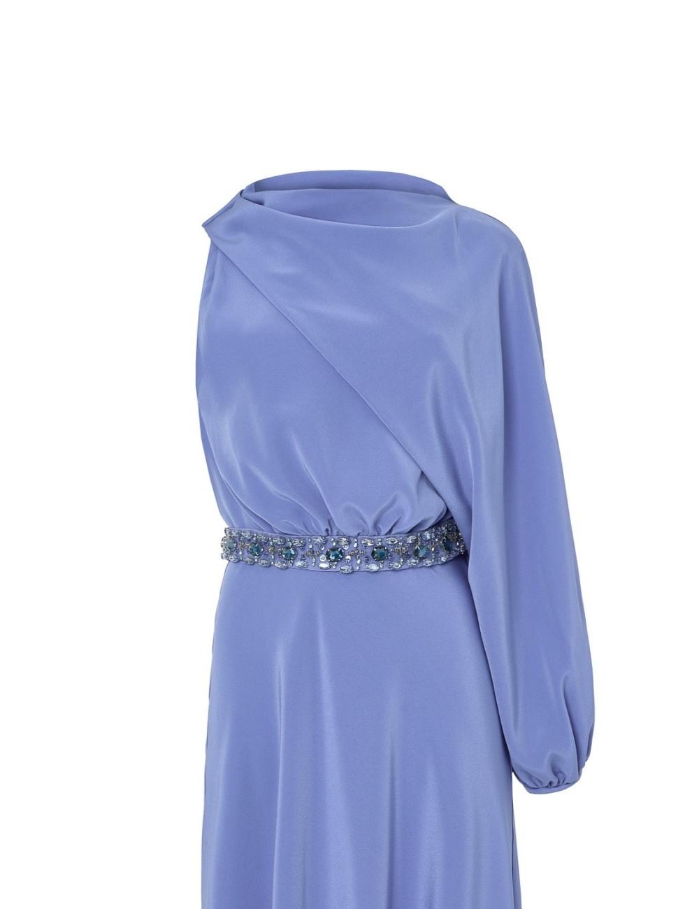 pertegaz Vestido asimétrico con cinturón joya azul Los más vendidos