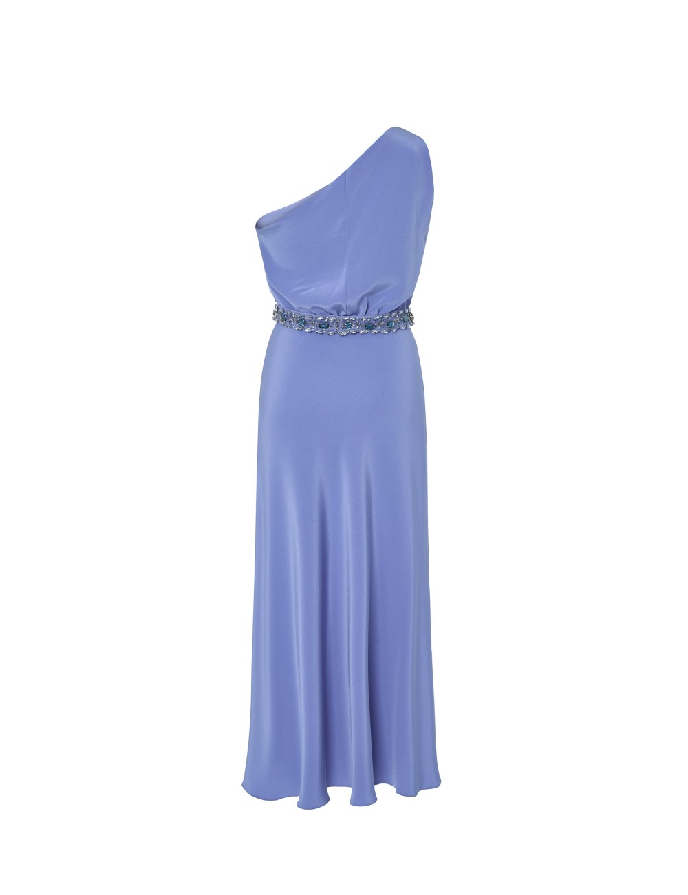 pertegaz Vestido asimétrico con cinturón joya azul Los más vendidos