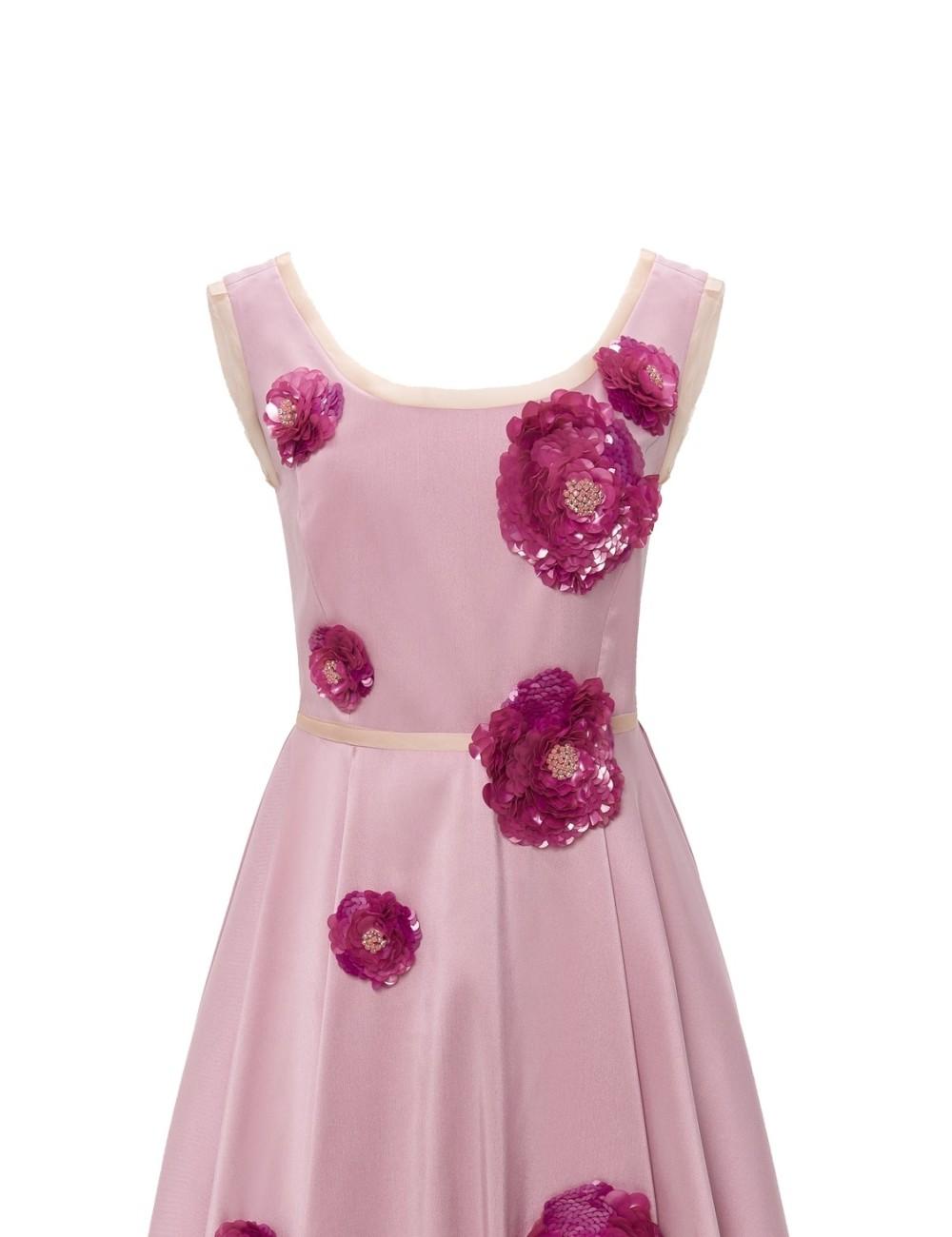 pertegaz Vestido Alba con flores bordadas rosa Liquidación