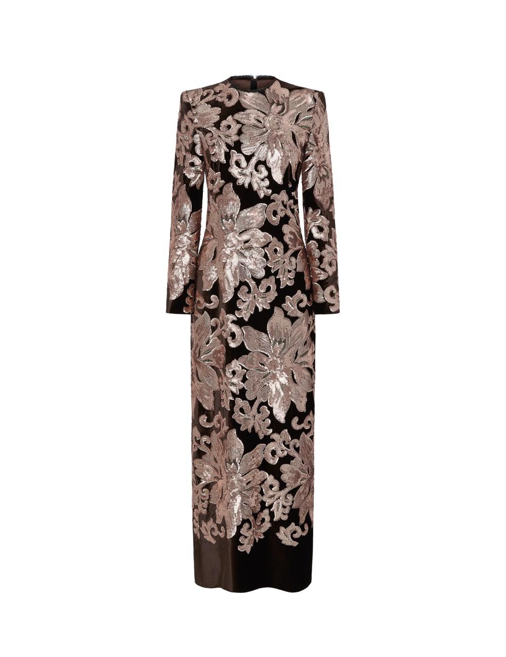 pertegaz Vestido de terciopelo bordado con lentejuela floral Rebajas online