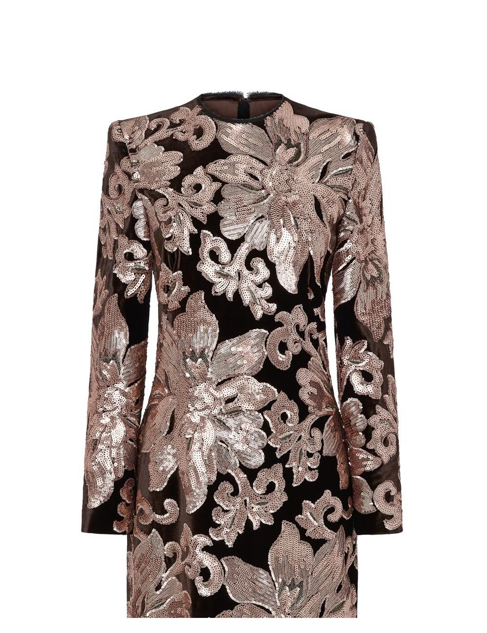pertegaz Vestido de terciopelo bordado con lentejuela floral Rebajas online