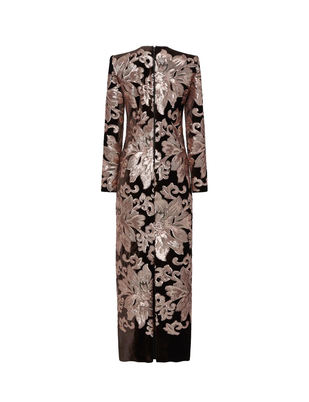 pertegaz Vestido de terciopelo bordado con lentejuela floral Rebajas online