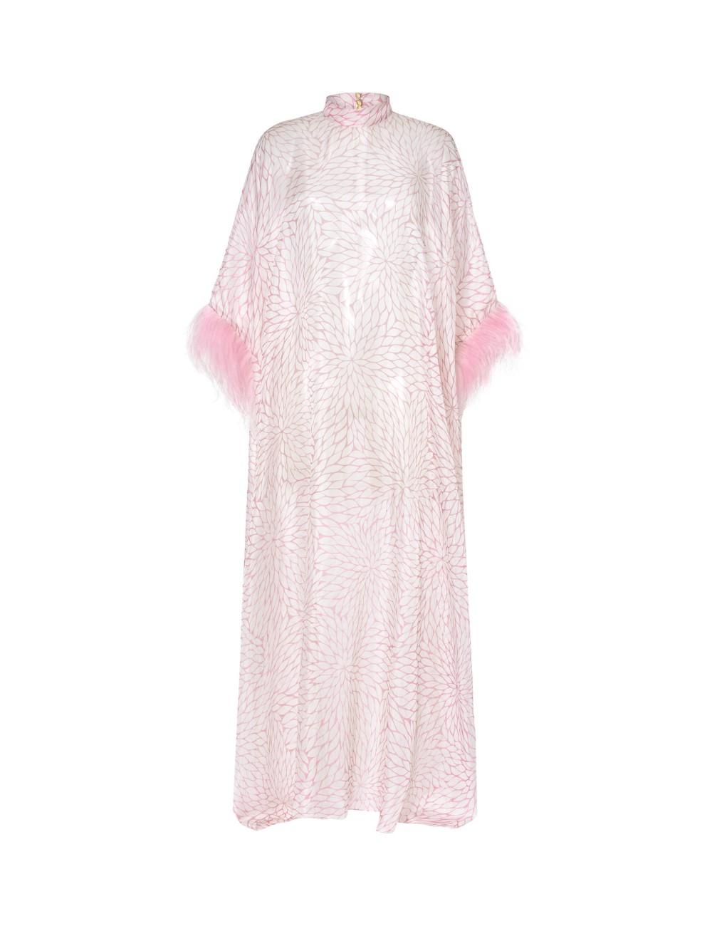 pertegaz Kaftan muselina seda floral con plumas rosa Rebajas top