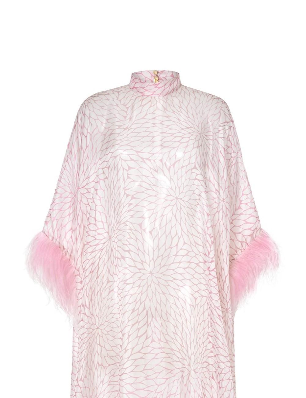 pertegaz Kaftan muselina seda floral con plumas rosa Rebajas top