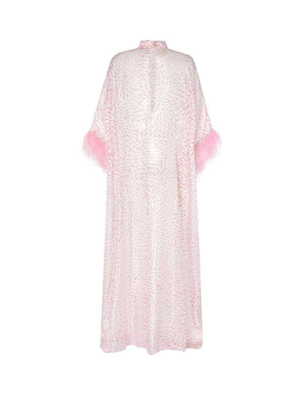 pertegaz Kaftan muselina seda floral con plumas rosa Rebajas top