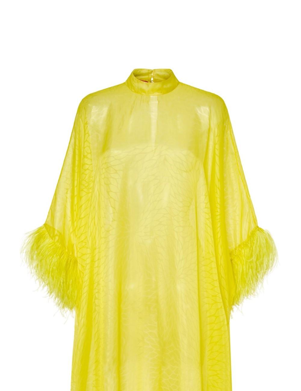 pertegaz Kaftan muselina seda floral con plumas amarillo Envío gratis