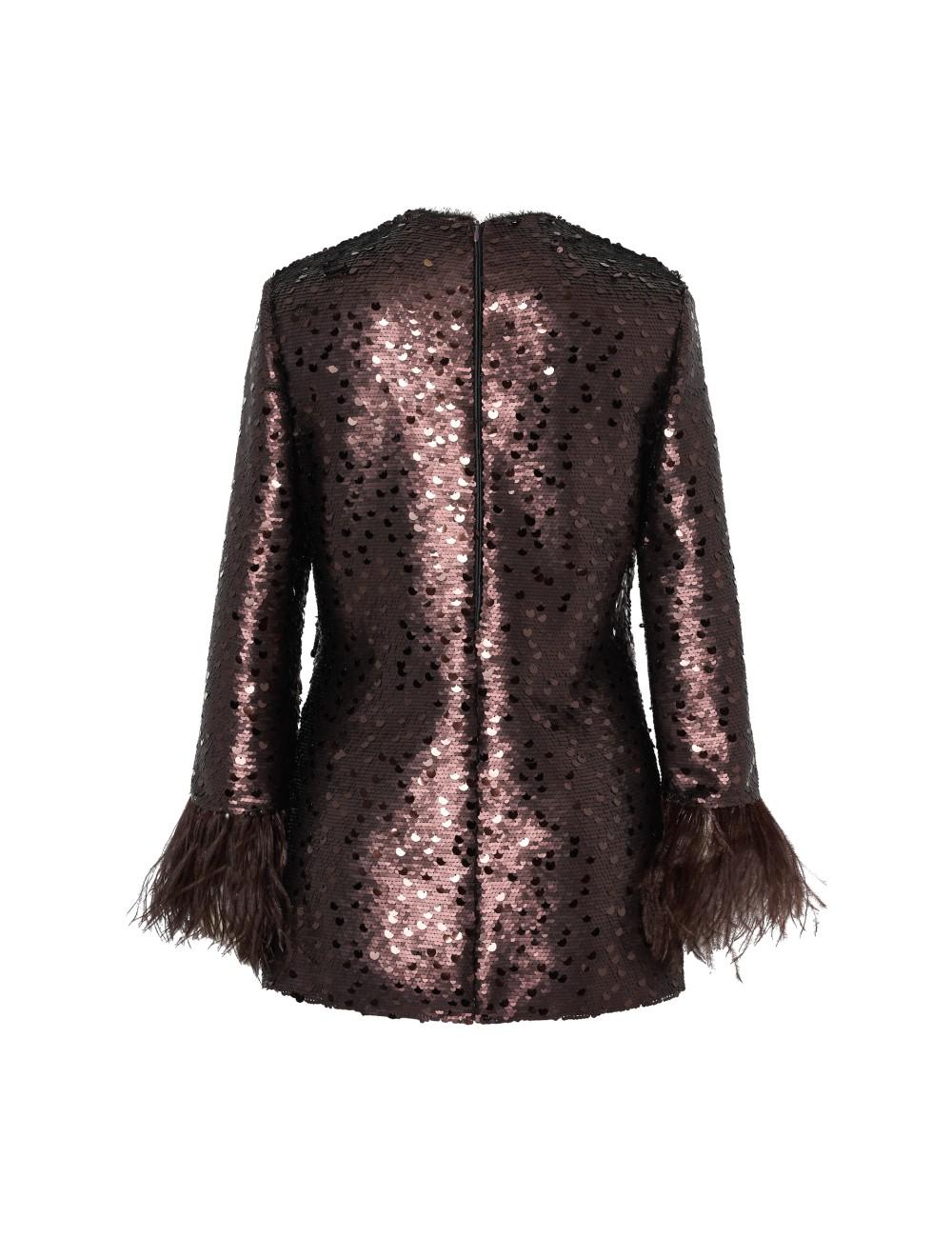pertegaz Cuerpo de paillettes con plumas marrón COMPRAR AHORA