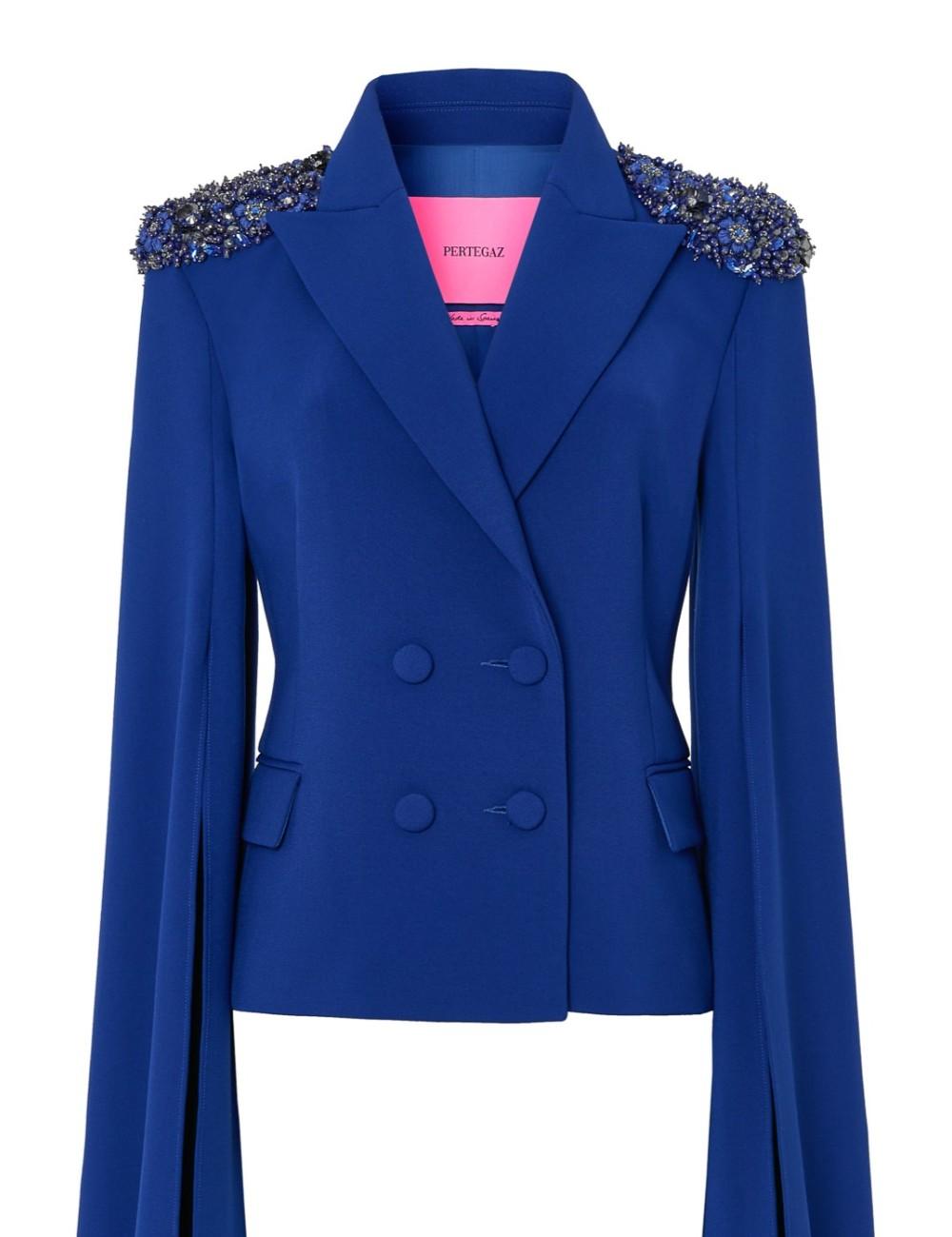 pertegaz Blazer entallada con mangas capa azul ÚLTIMAS EDICIONES