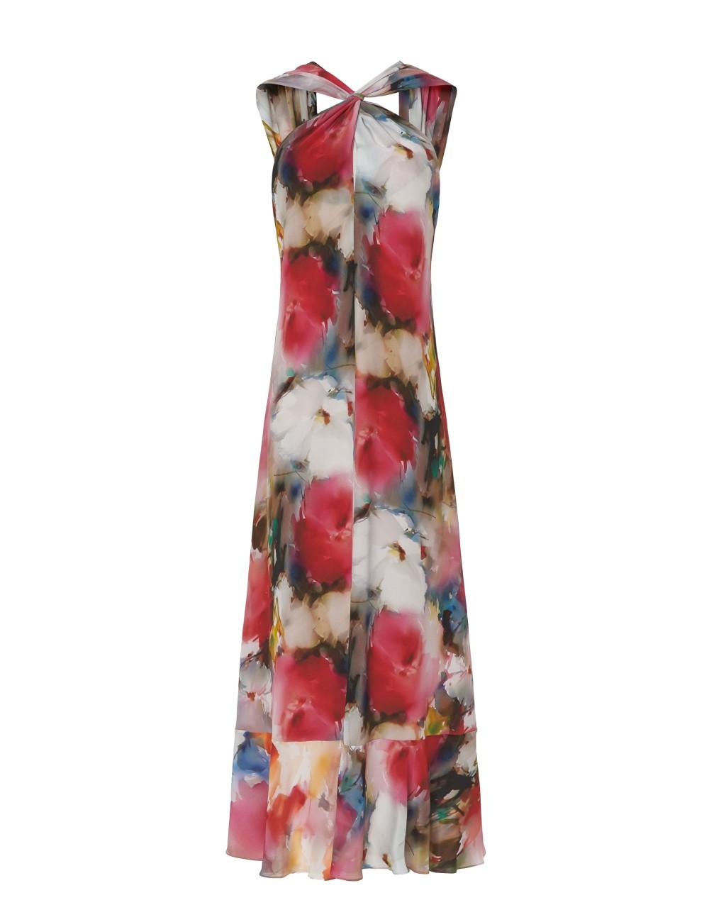 pertegaz Vestido estampado acuarela cruzado Tienda de fábrica